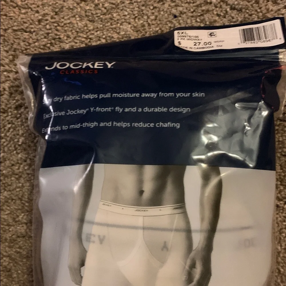 Jockey Classics Men's Diamond White 2-PK Midway Briefs Size 5XL NEW Classic Fit